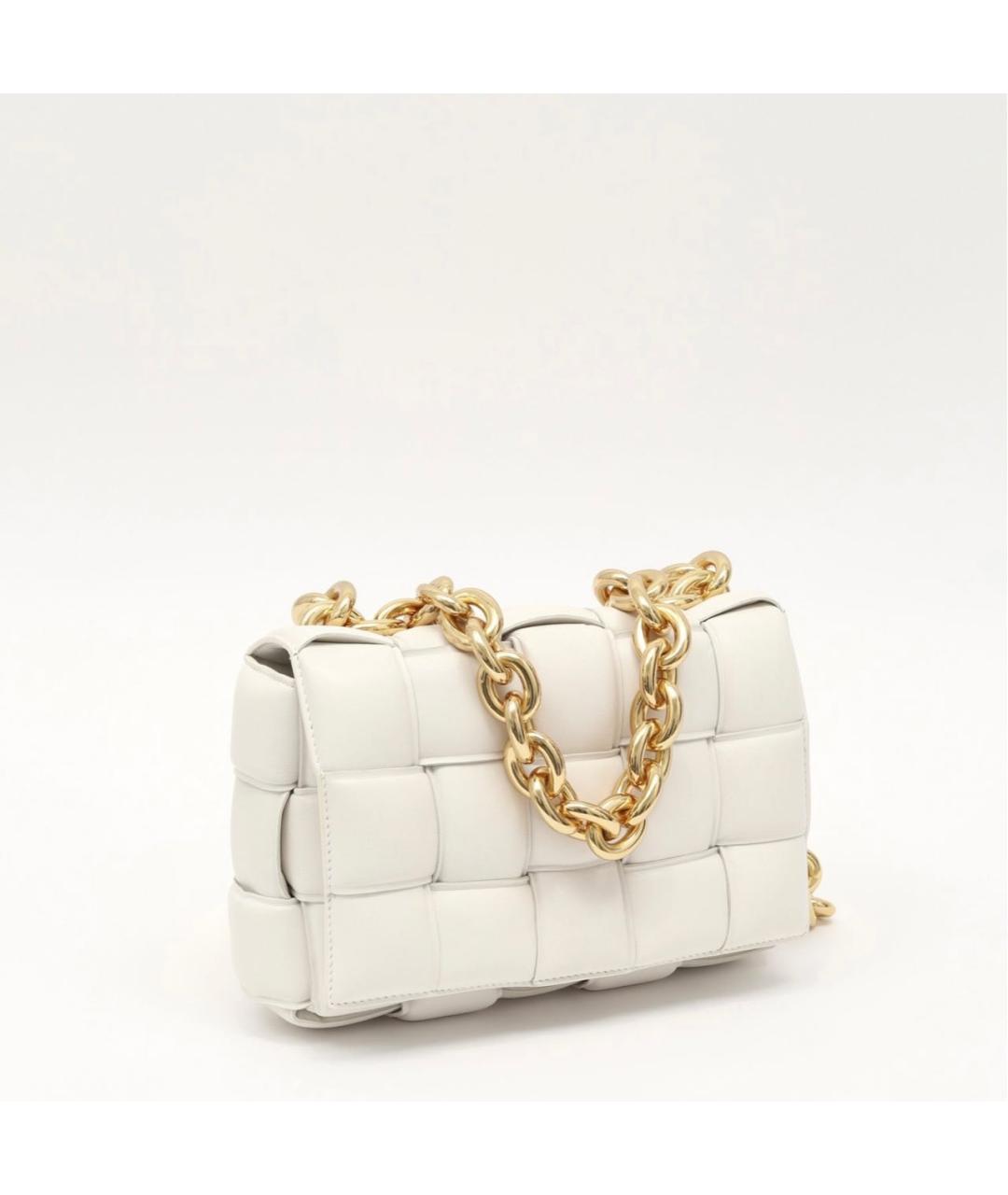 BOTTEGA VENETA Белая кожаная сумка через плечо, фото 3