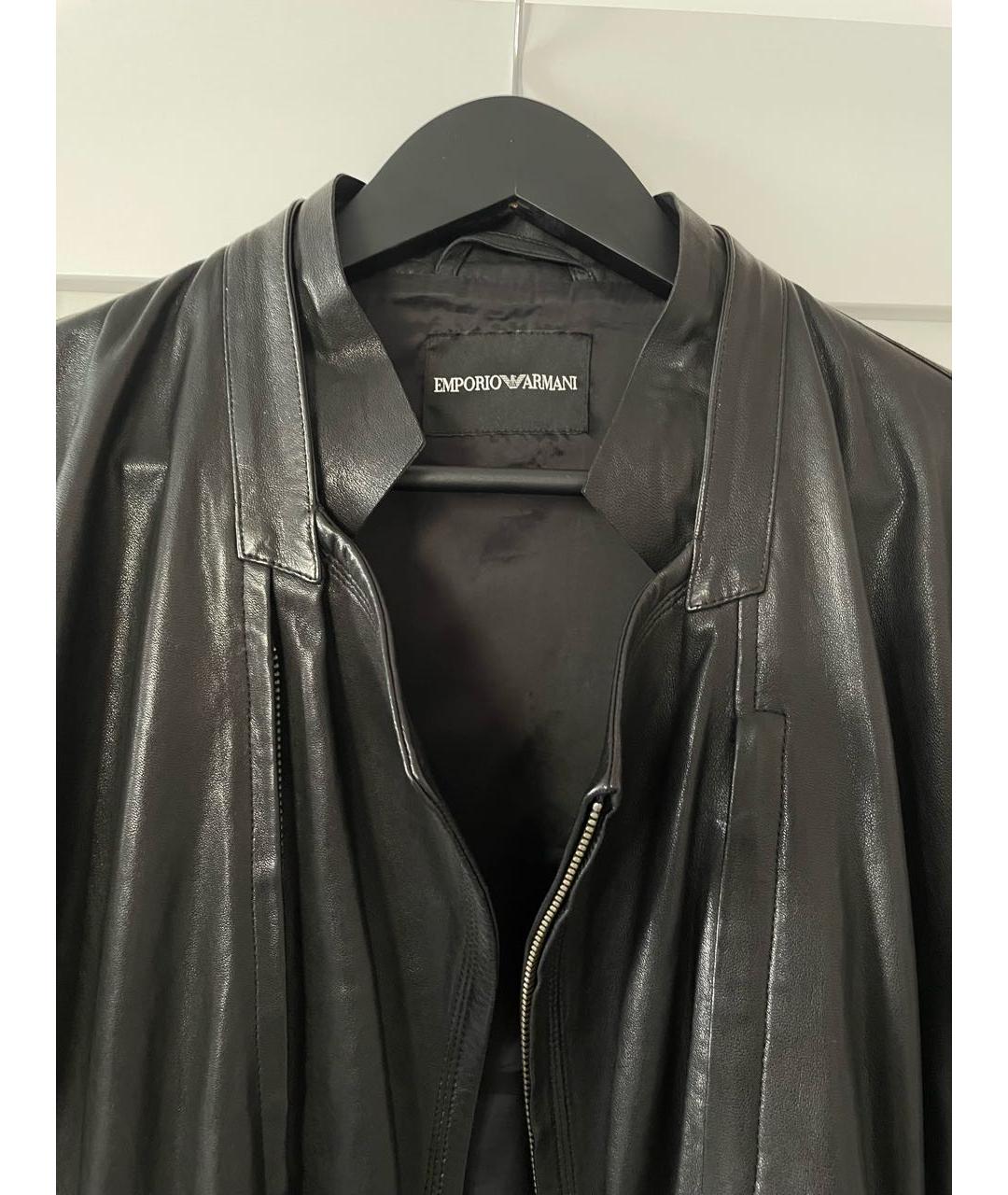 EMPORIO ARMANI Черная кожаная куртка, фото 3