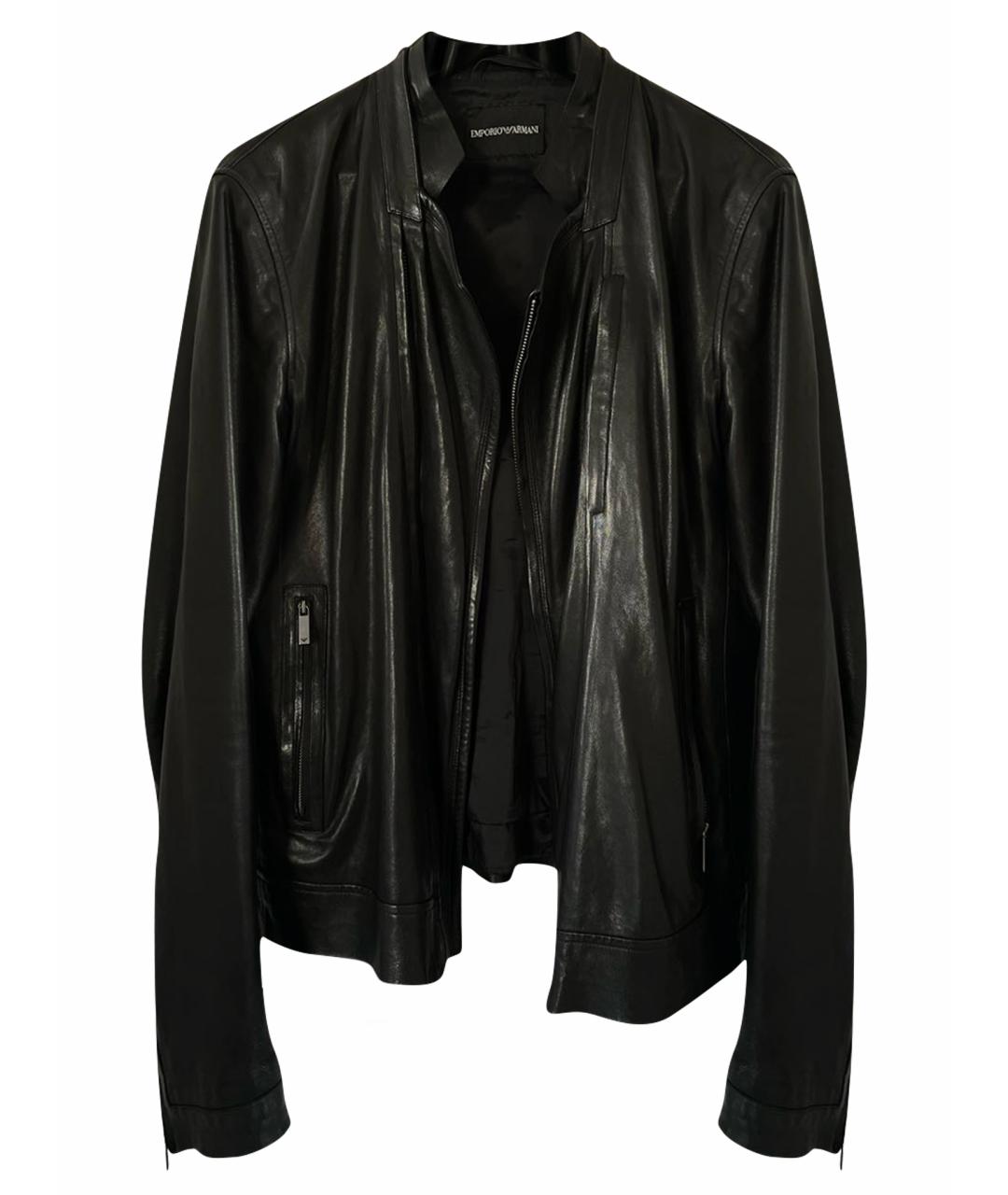EMPORIO ARMANI Черная кожаная куртка, фото 1