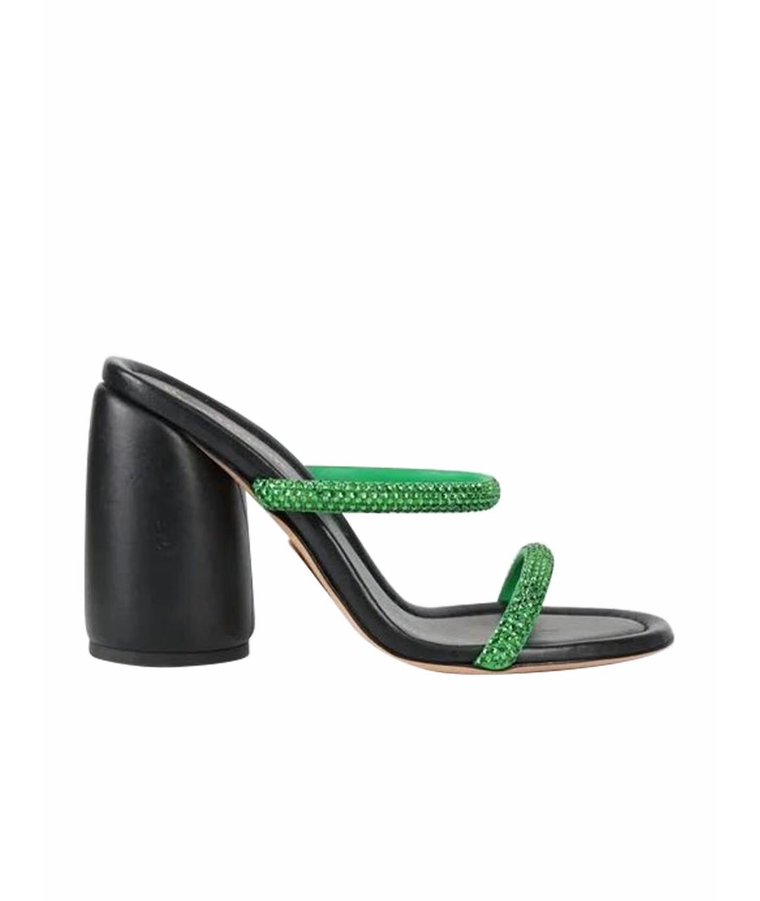 GIANVITO ROSSI Зеленые кожаные мюли, фото 1