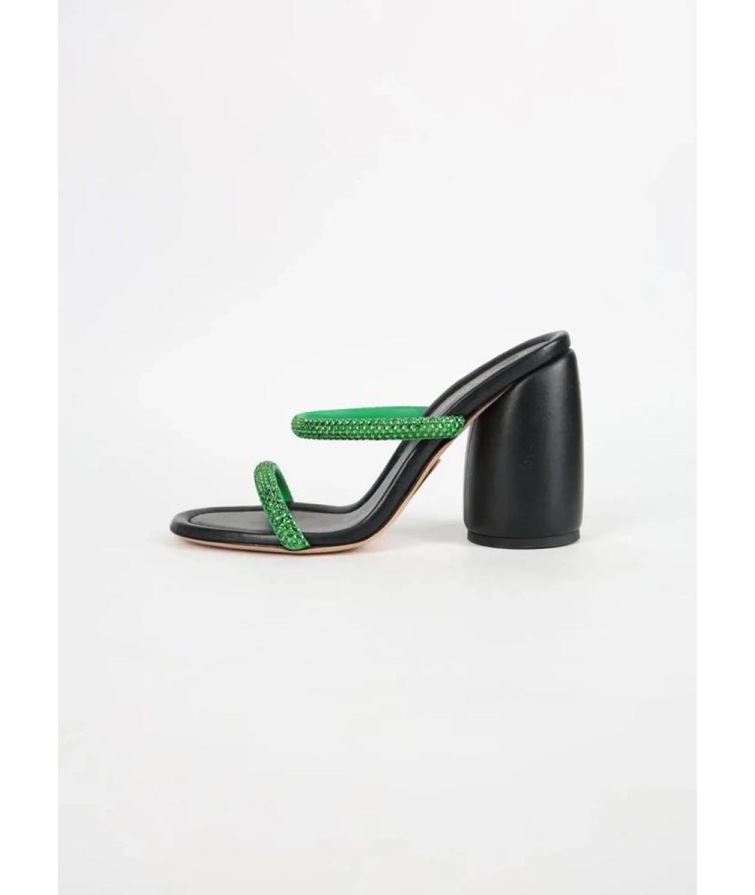 GIANVITO ROSSI Зеленые кожаные мюли, фото 4