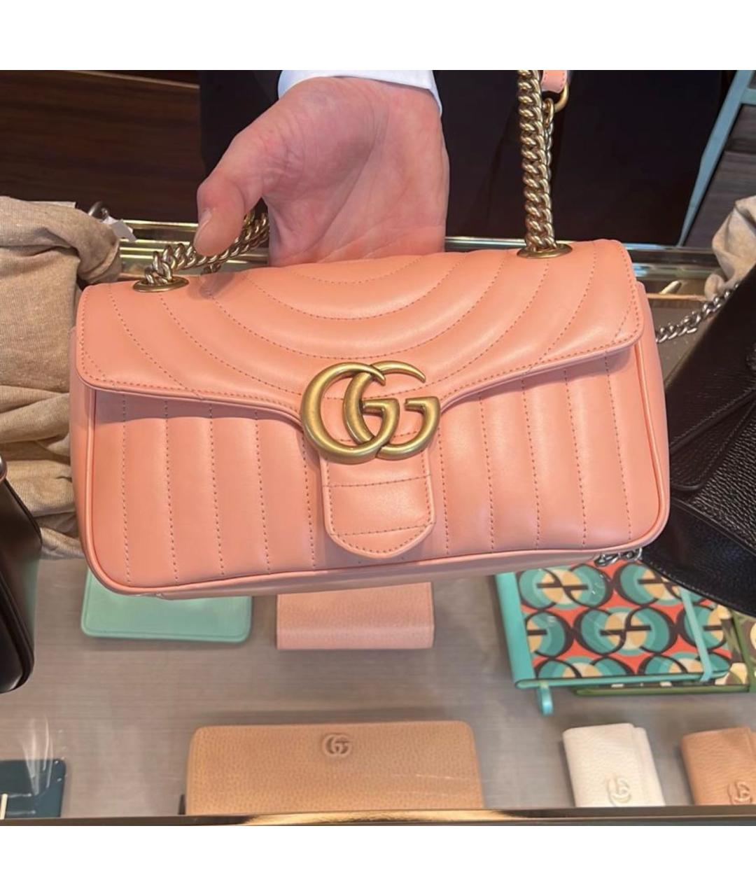 GUCCI Коралловая кожаная сумка через плечо, фото 2