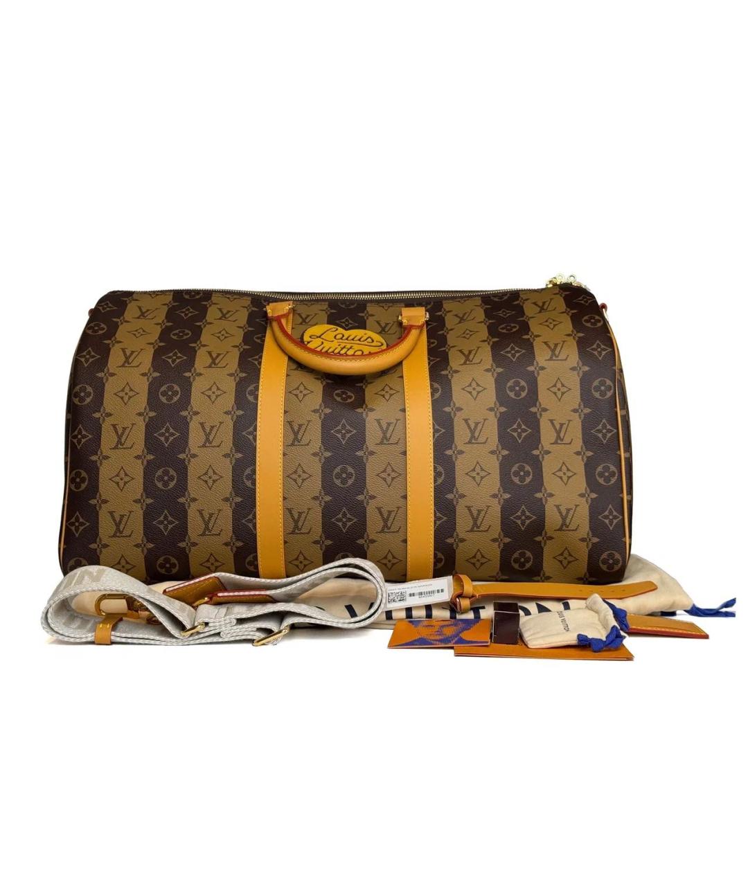 LOUIS VUITTON Коричневая кожаная дорожная/спортивная сумка, фото 2