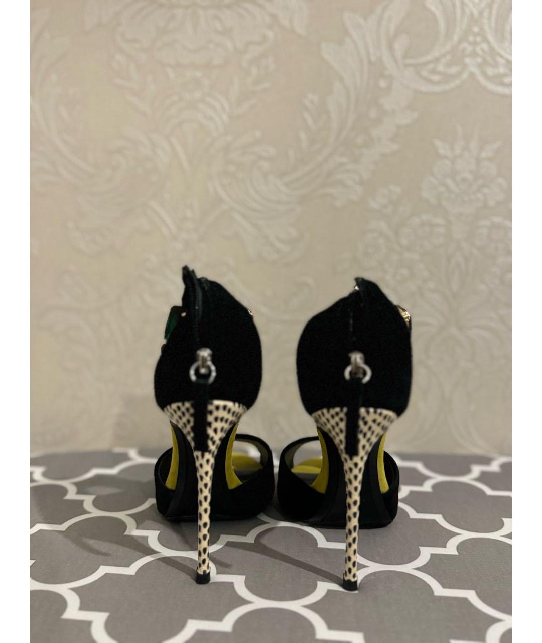 GIUSEPPE ZANOTTI DESIGN Черные замшевые босоножки, фото 4