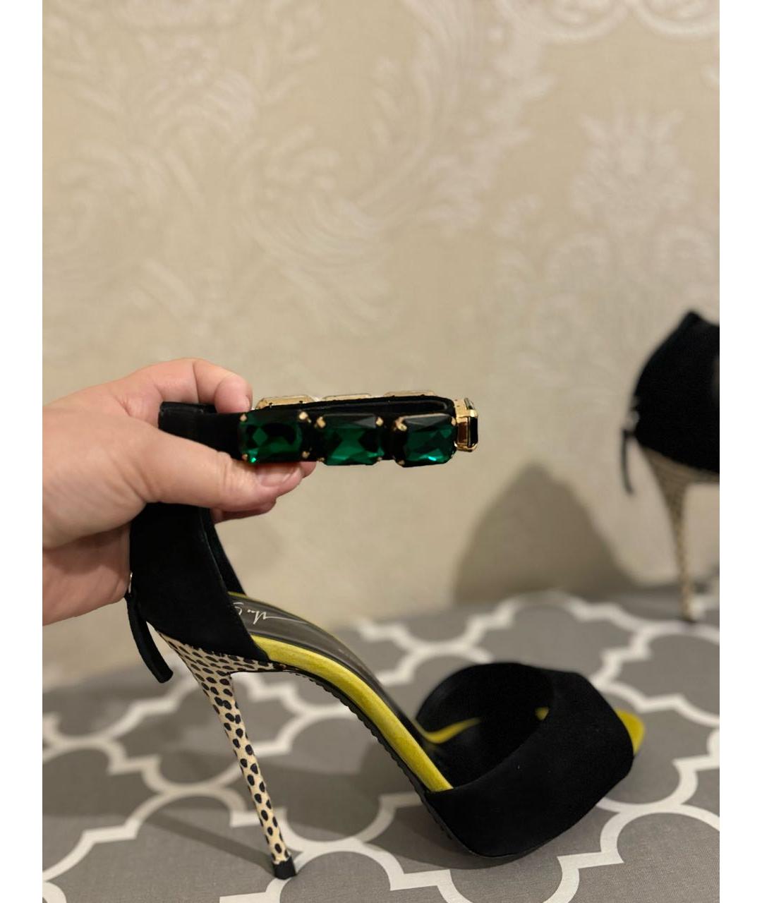 GIUSEPPE ZANOTTI DESIGN Черные замшевые босоножки, фото 5