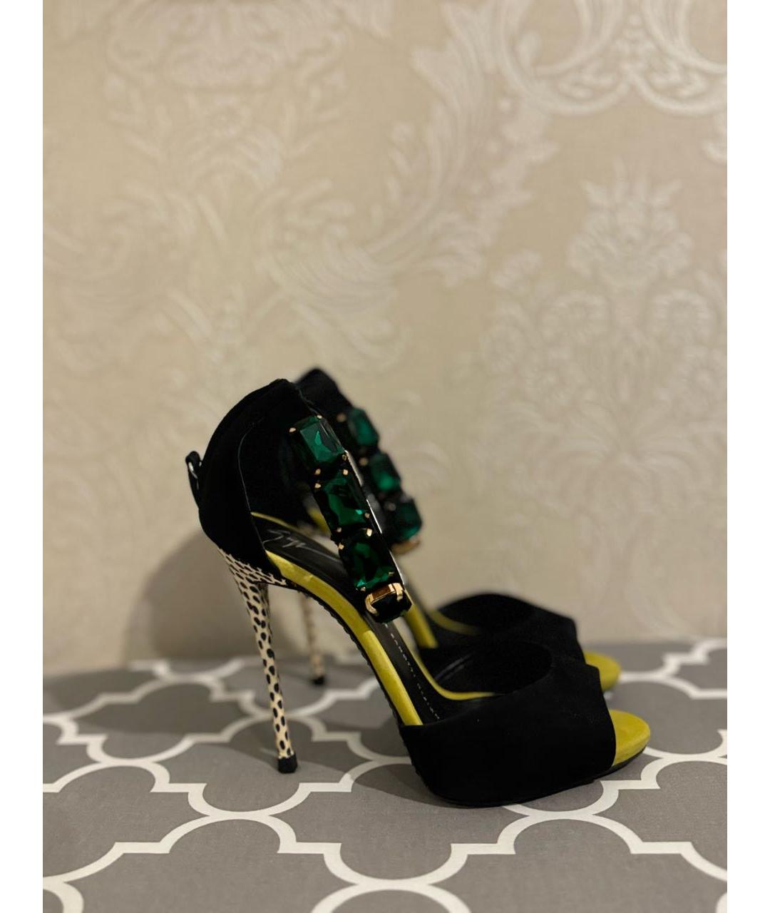 GIUSEPPE ZANOTTI DESIGN Черные замшевые босоножки, фото 8