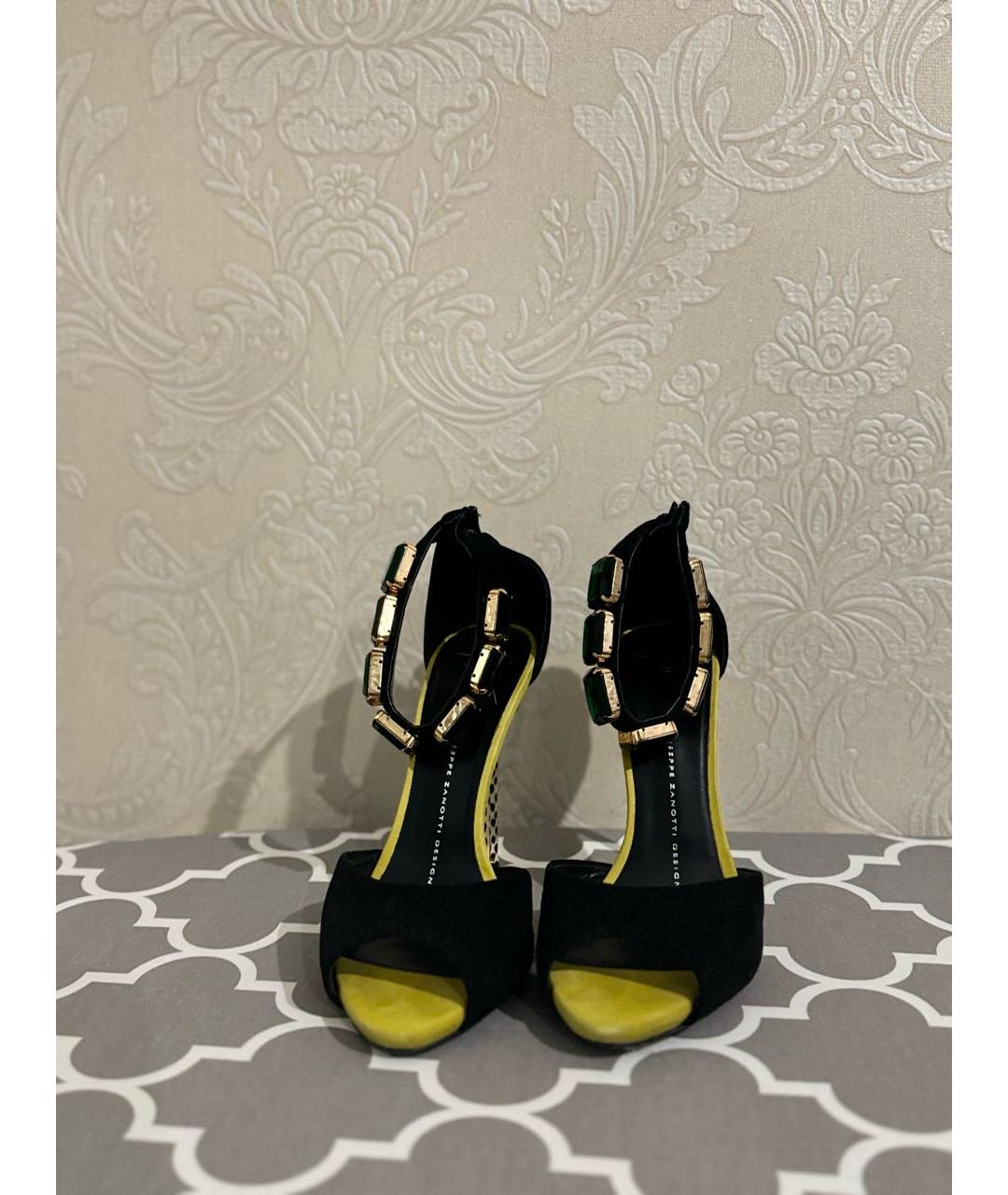 GIUSEPPE ZANOTTI DESIGN Черные замшевые босоножки, фото 2