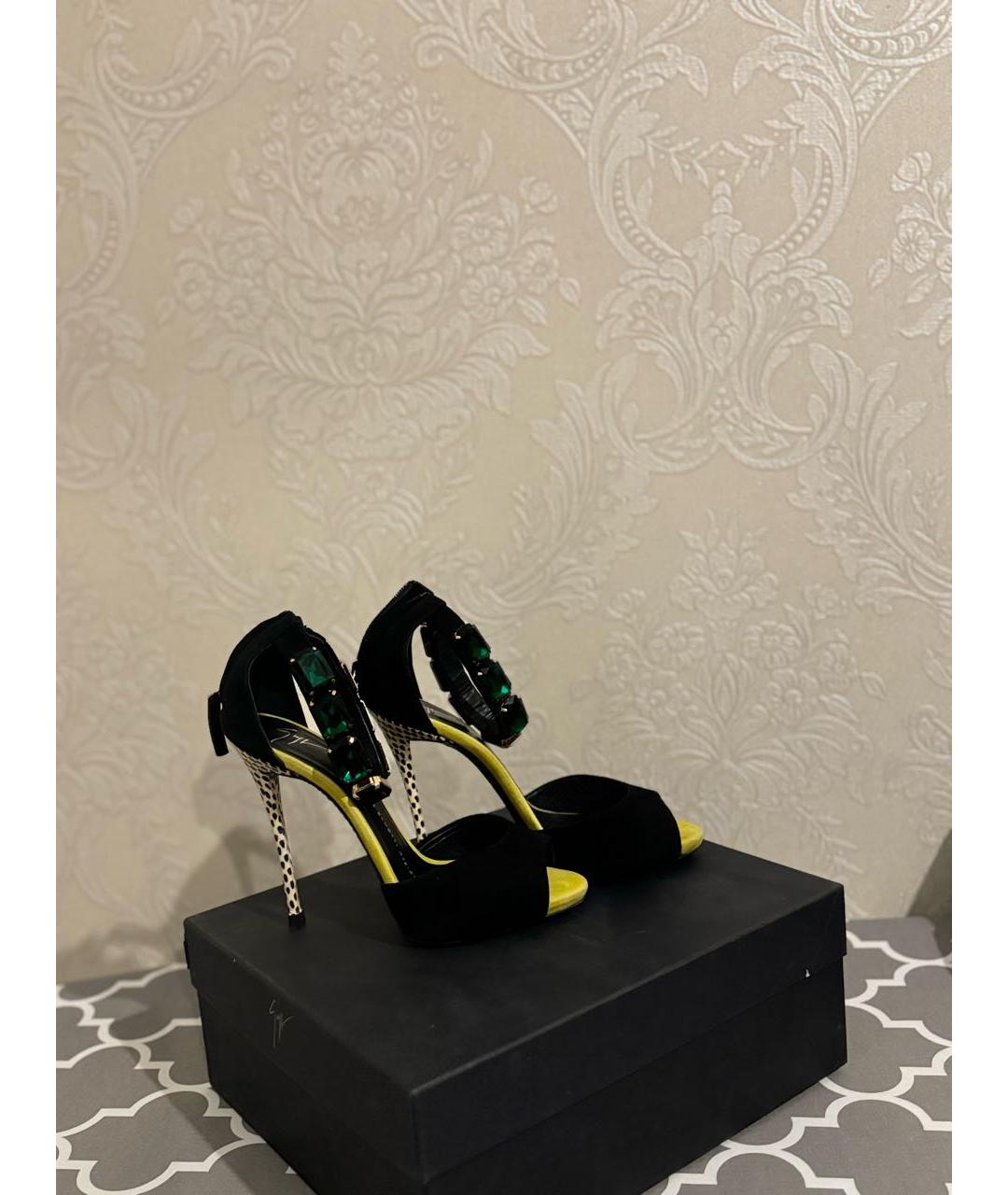 GIUSEPPE ZANOTTI DESIGN Черные замшевые босоножки, фото 7