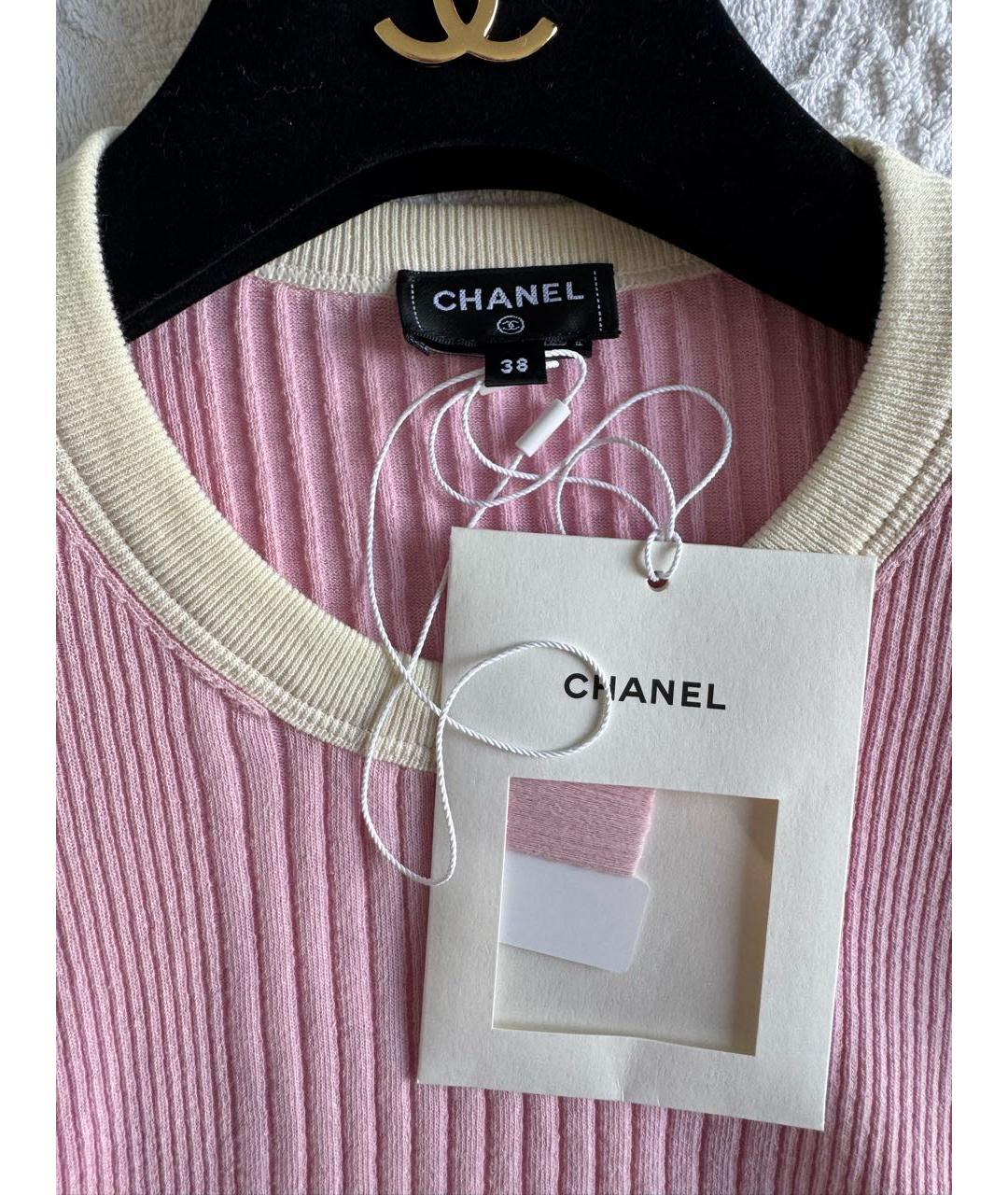 CHANEL Розовая хлопковая футболка, фото 3