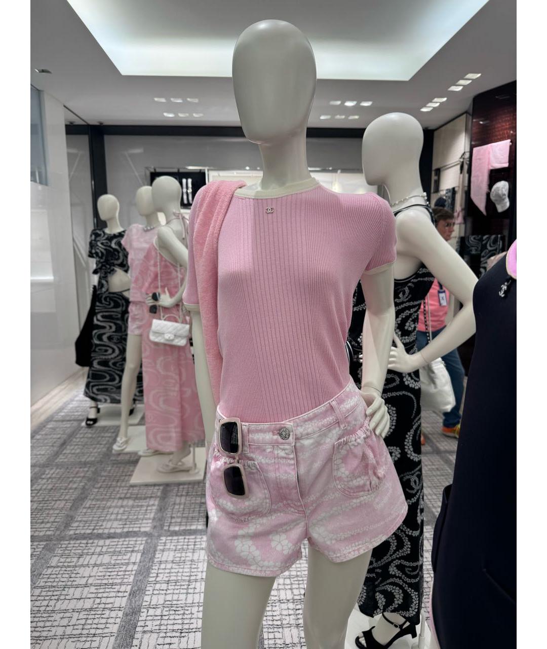 CHANEL Розовая хлопковая футболка, фото 2
