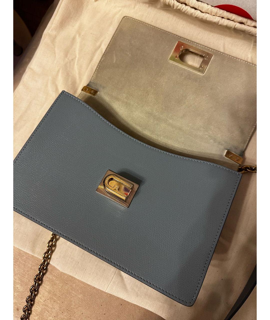 FURLA Голубая кожаная сумка через плечо, фото 8