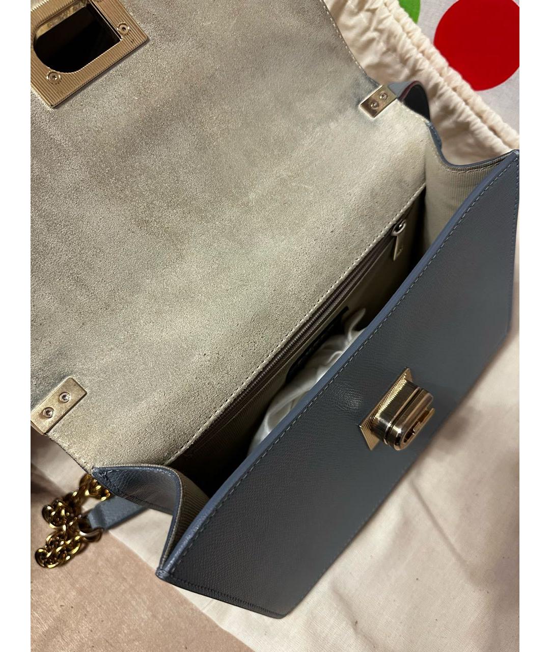 FURLA Голубая кожаная сумка через плечо, фото 4