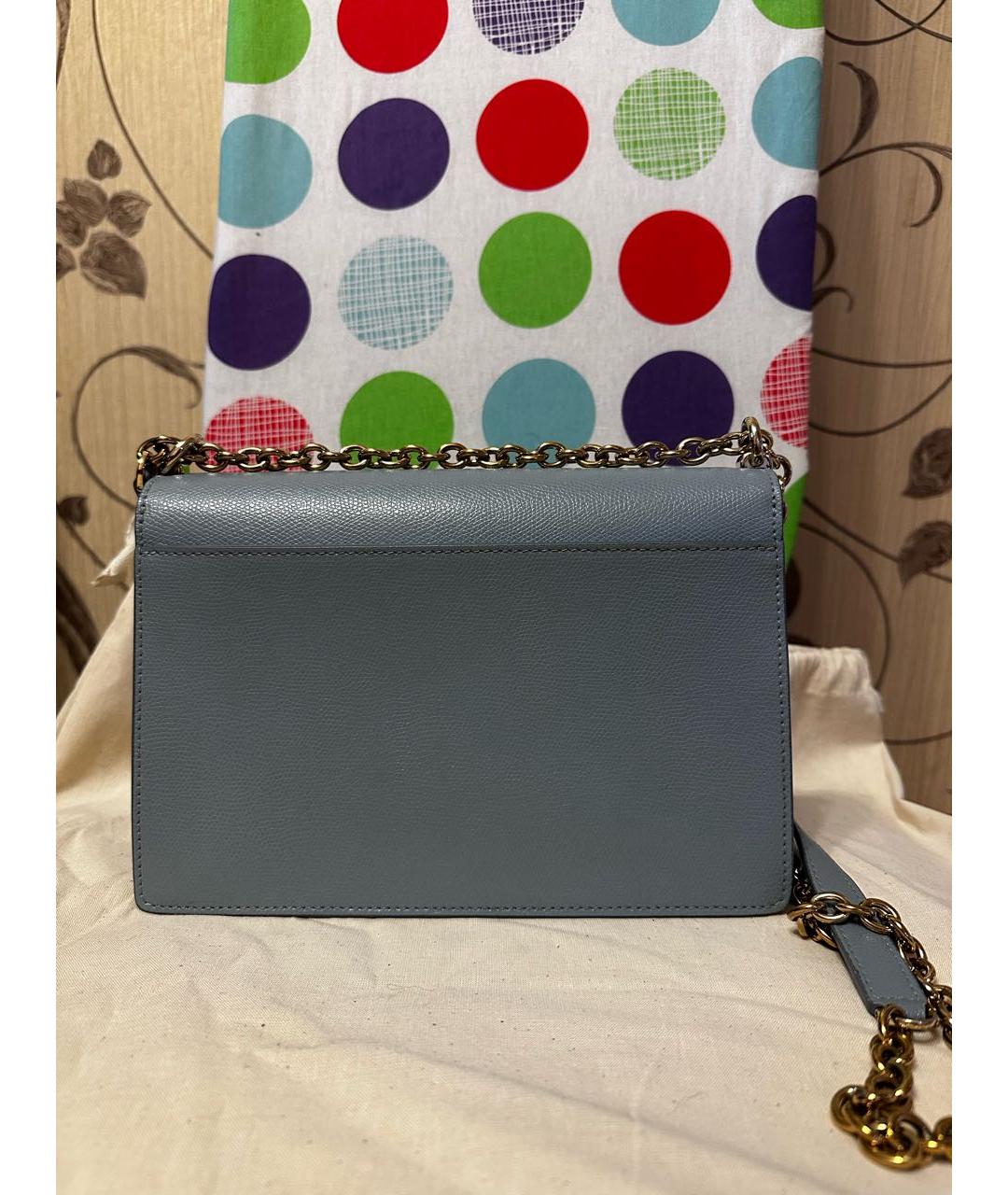 FURLA Голубая кожаная сумка через плечо, фото 3