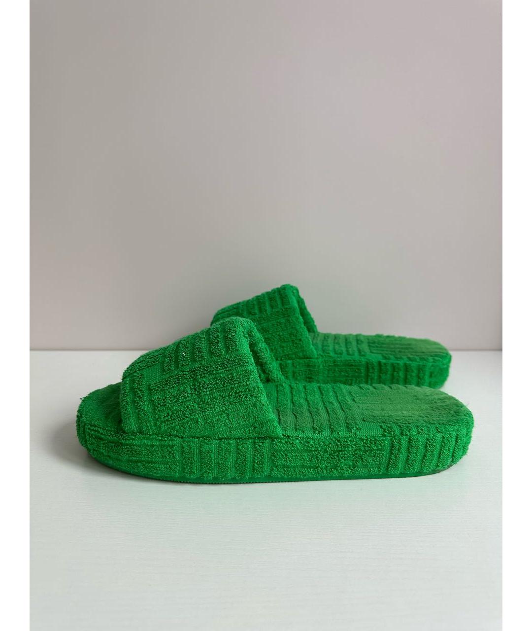 BOTTEGA VENETA Зеленые текстильные шлепанцы, фото 5