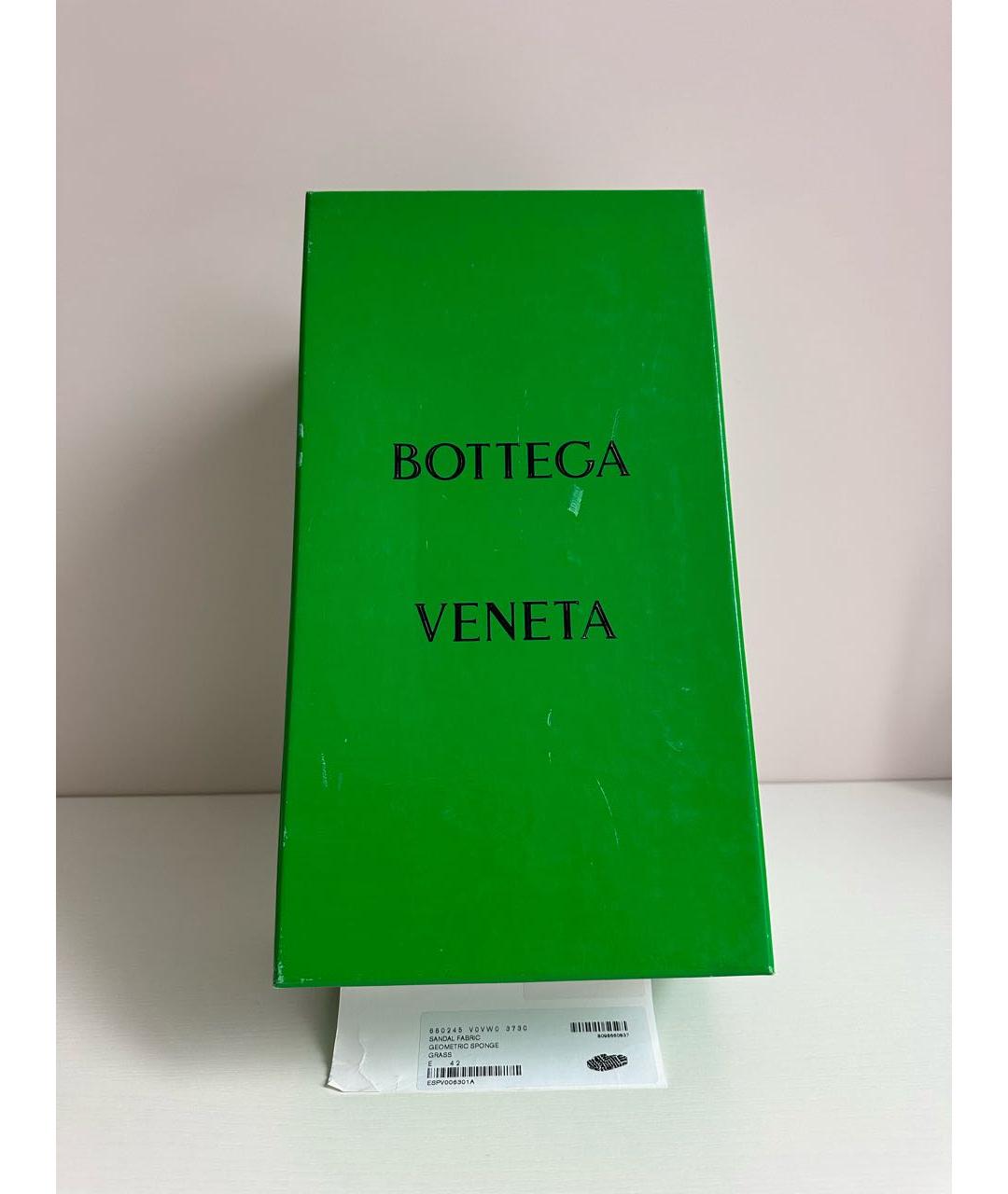 BOTTEGA VENETA Зеленые текстильные шлепанцы, фото 8