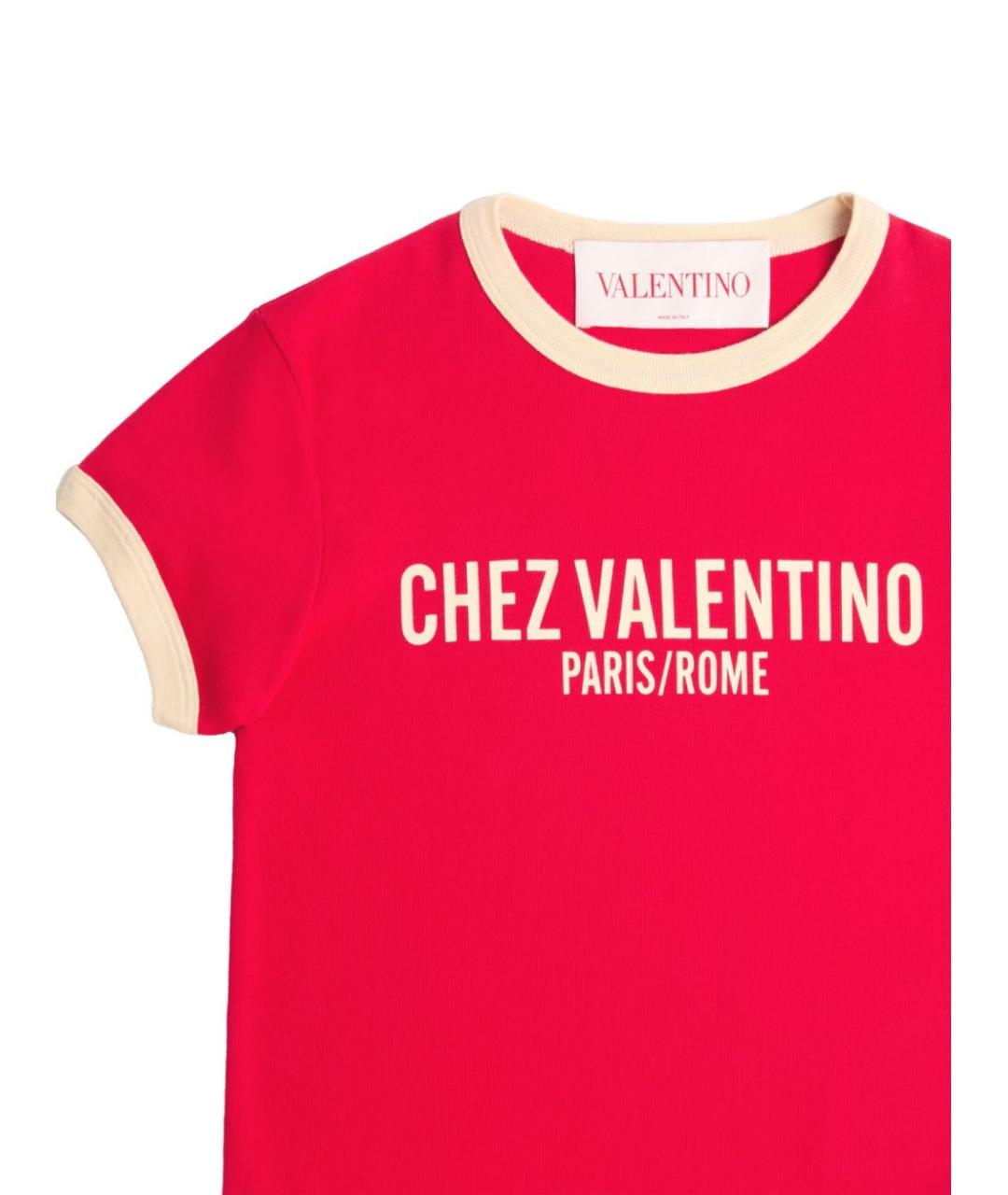 VALENTINO Красная хлопковая футболка, фото 2