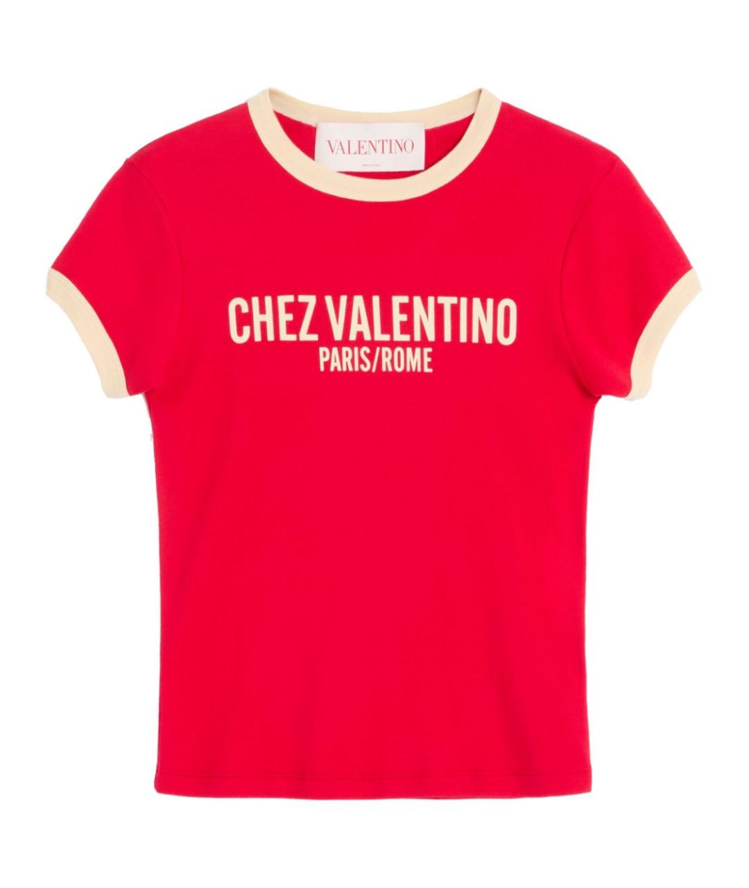 VALENTINO Красная хлопковая футболка, фото 1