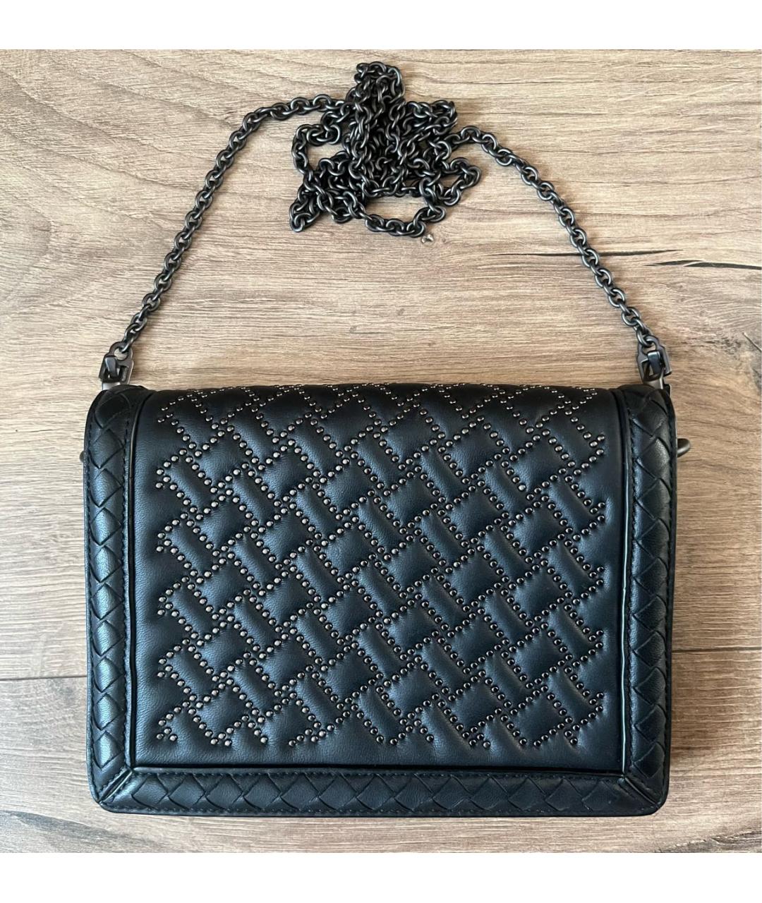 BOTTEGA VENETA Черная кожаная сумка через плечо, фото 2