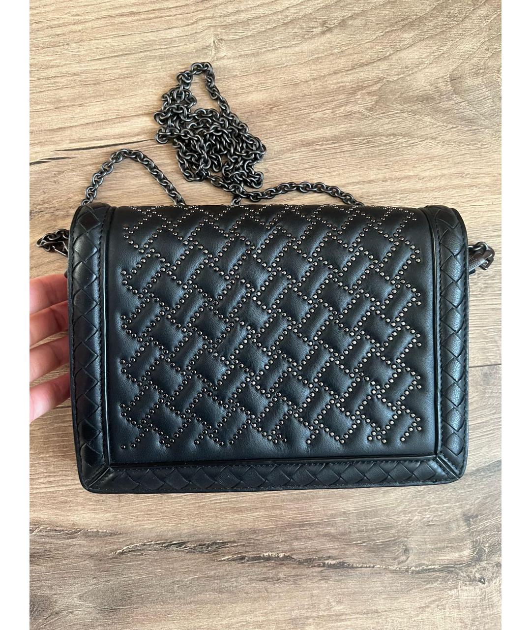 BOTTEGA VENETA Черная кожаная сумка через плечо, фото 3