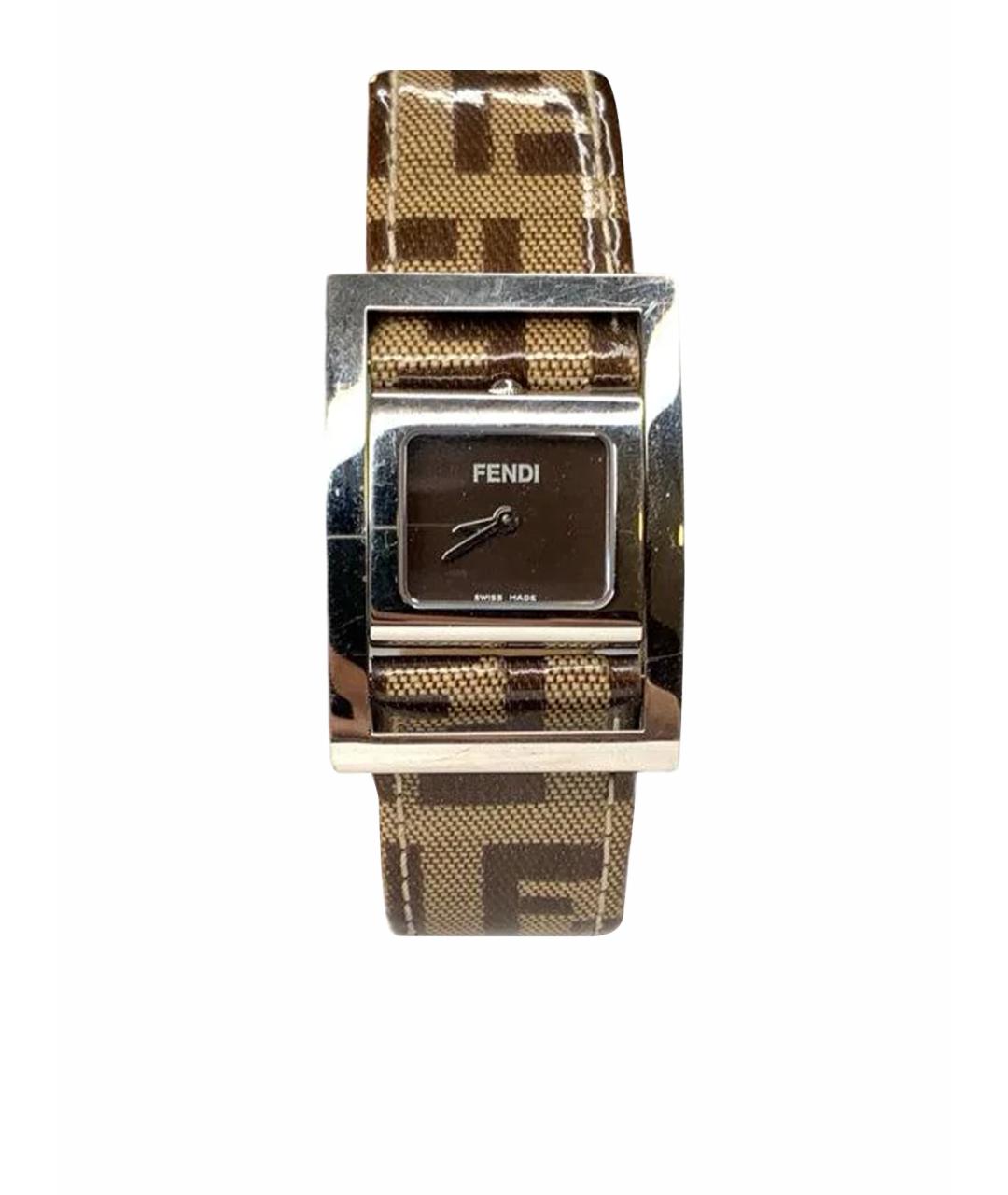 FENDI Коричневые металлические часы, фото 1
