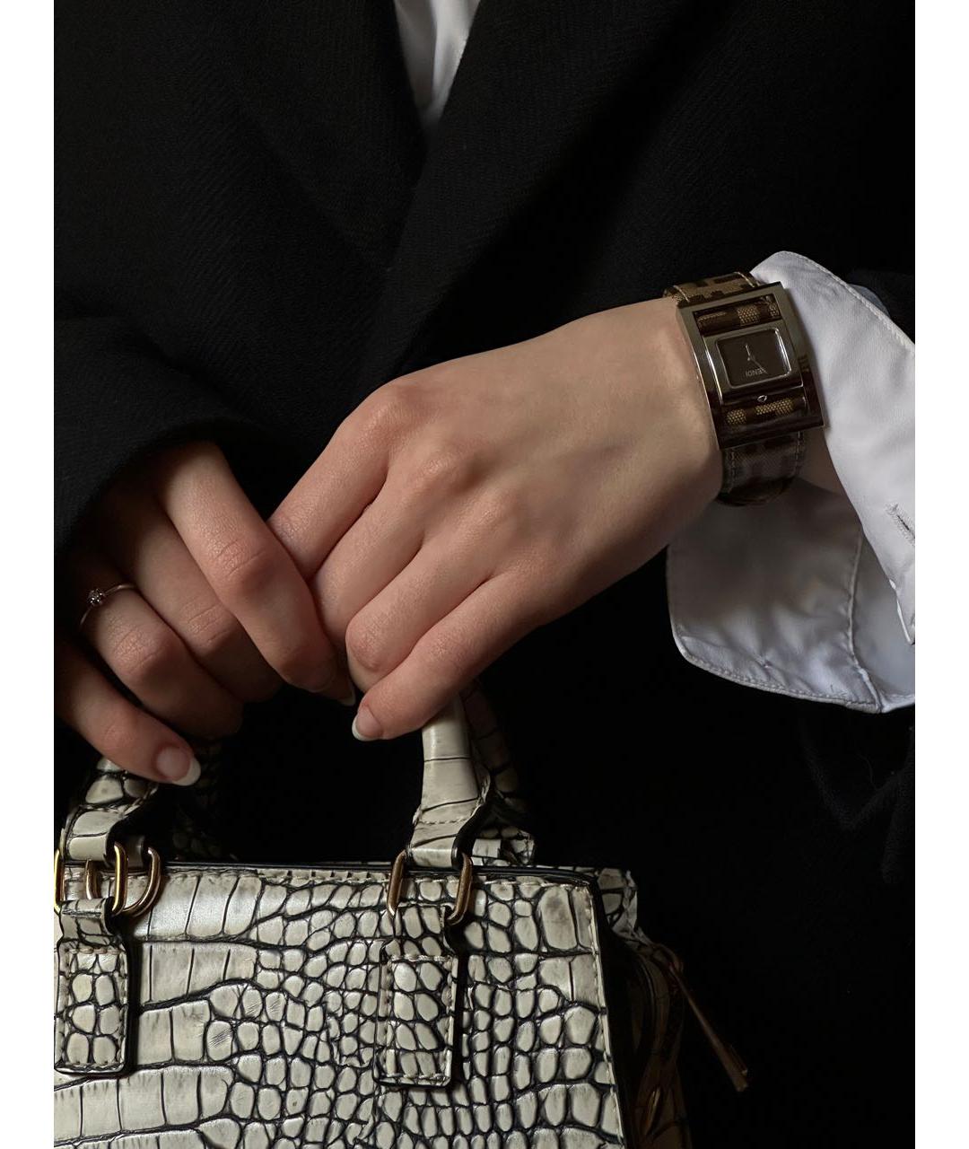 FENDI Коричневые металлические часы, фото 8