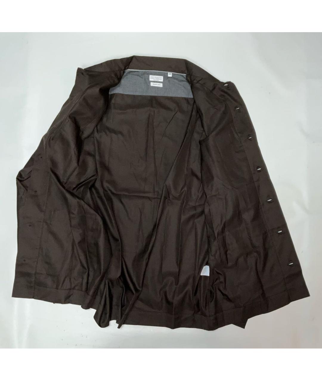 BRUNELLO CUCINELLI Коричневая хлопковая классическая рубашка, фото 3