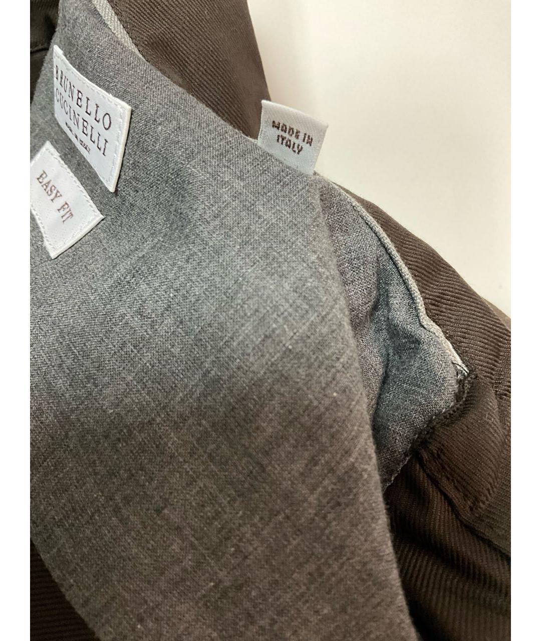 BRUNELLO CUCINELLI Коричневая хлопковая классическая рубашка, фото 9