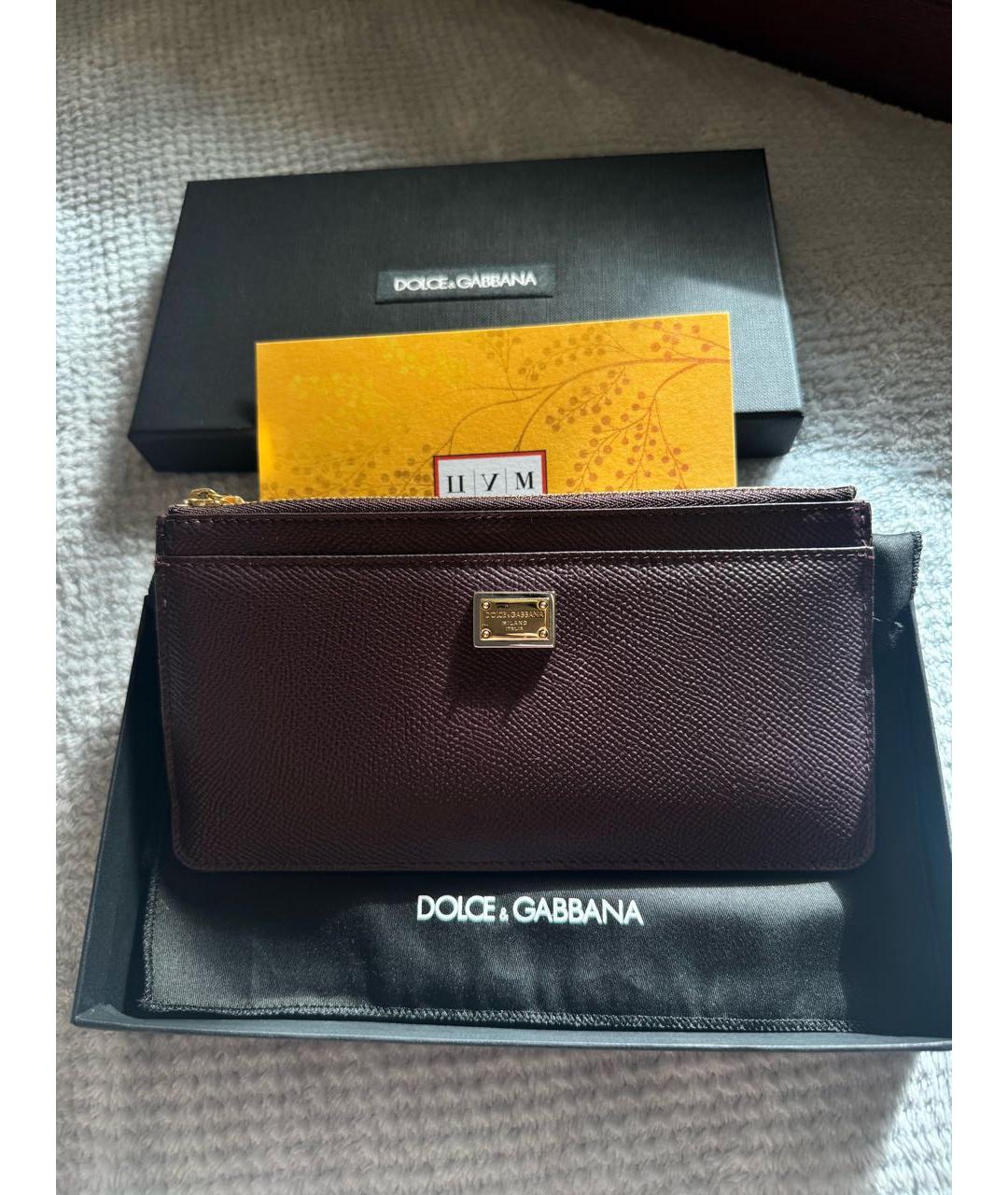 DOLCE&GABBANA Бордовый кожаный кошелек, фото 2