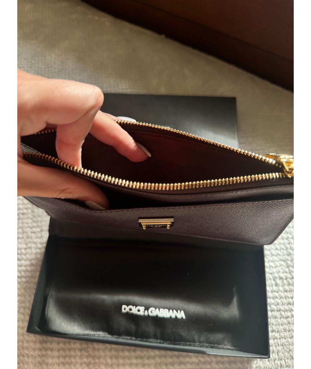 DOLCE&GABBANA Бордовый кожаный кошелек, фото 4