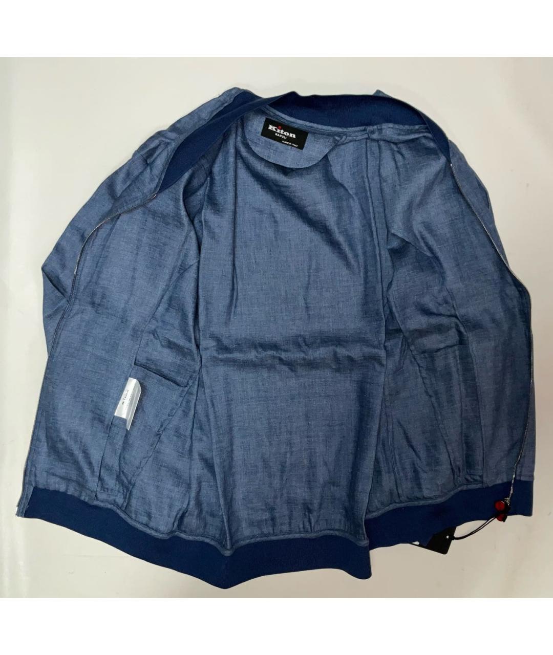 KITON Синяя льняная куртка, фото 4