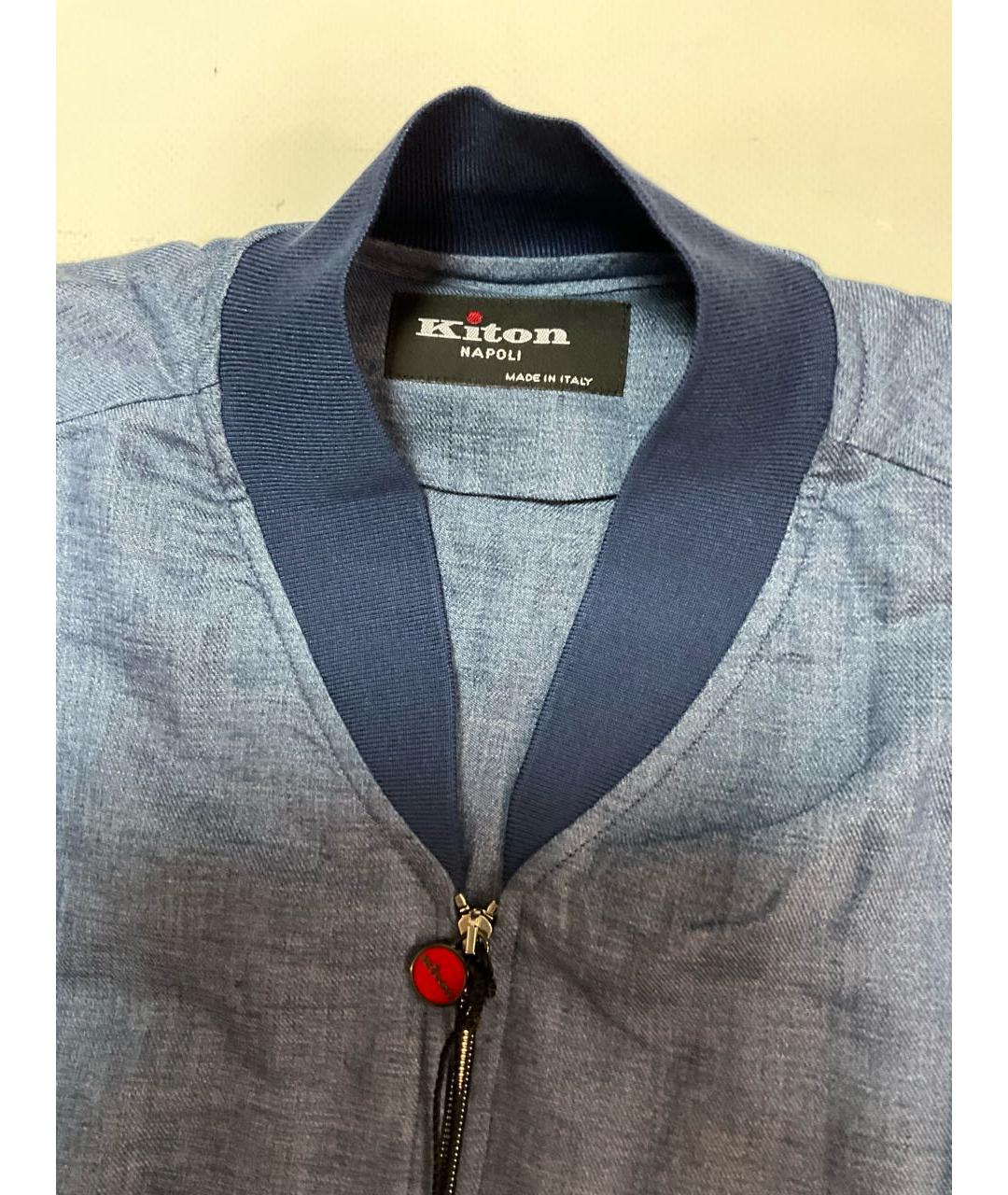 KITON Синяя льняная куртка, фото 6