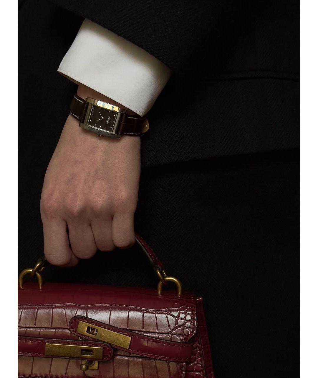 FENDI Коричневые стальные часы, фото 8