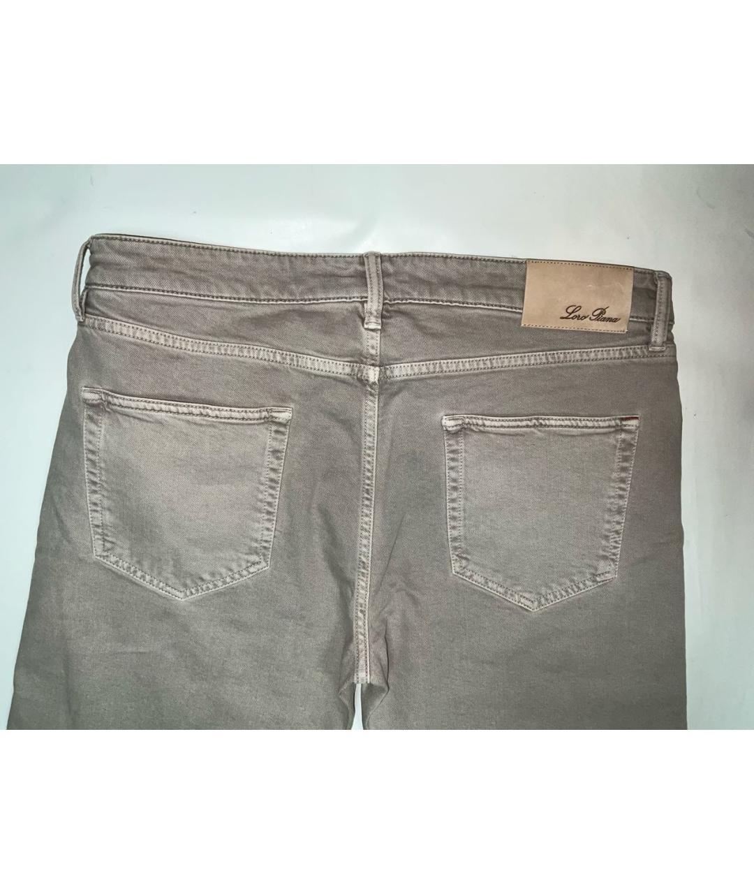 LORO PIANA Бежевые хлопко-эластановые прямые джинсы, фото 6