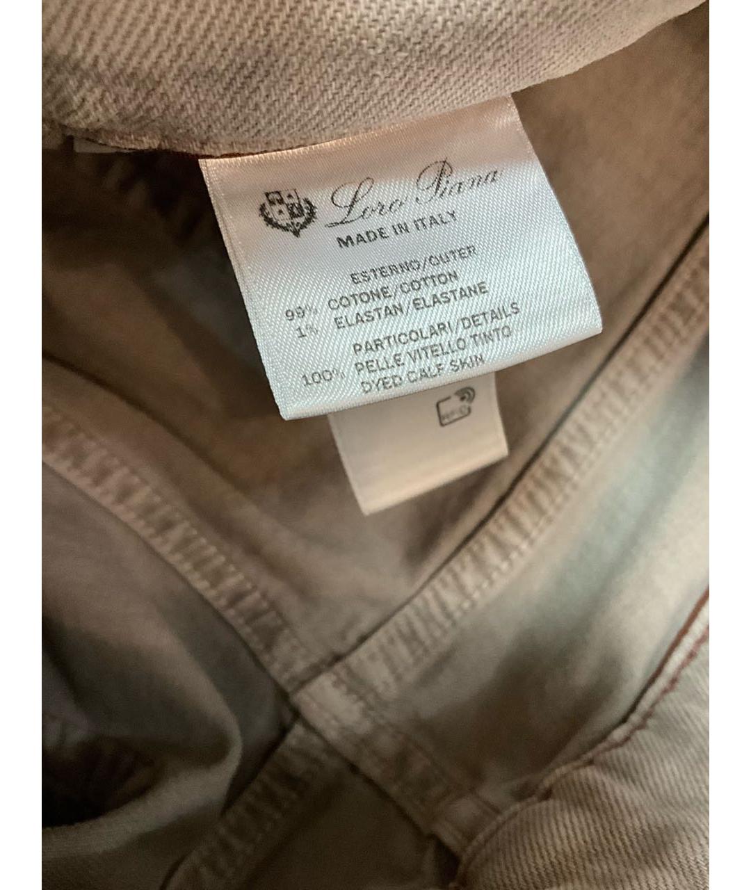 LORO PIANA Бежевые хлопко-эластановые прямые джинсы, фото 7