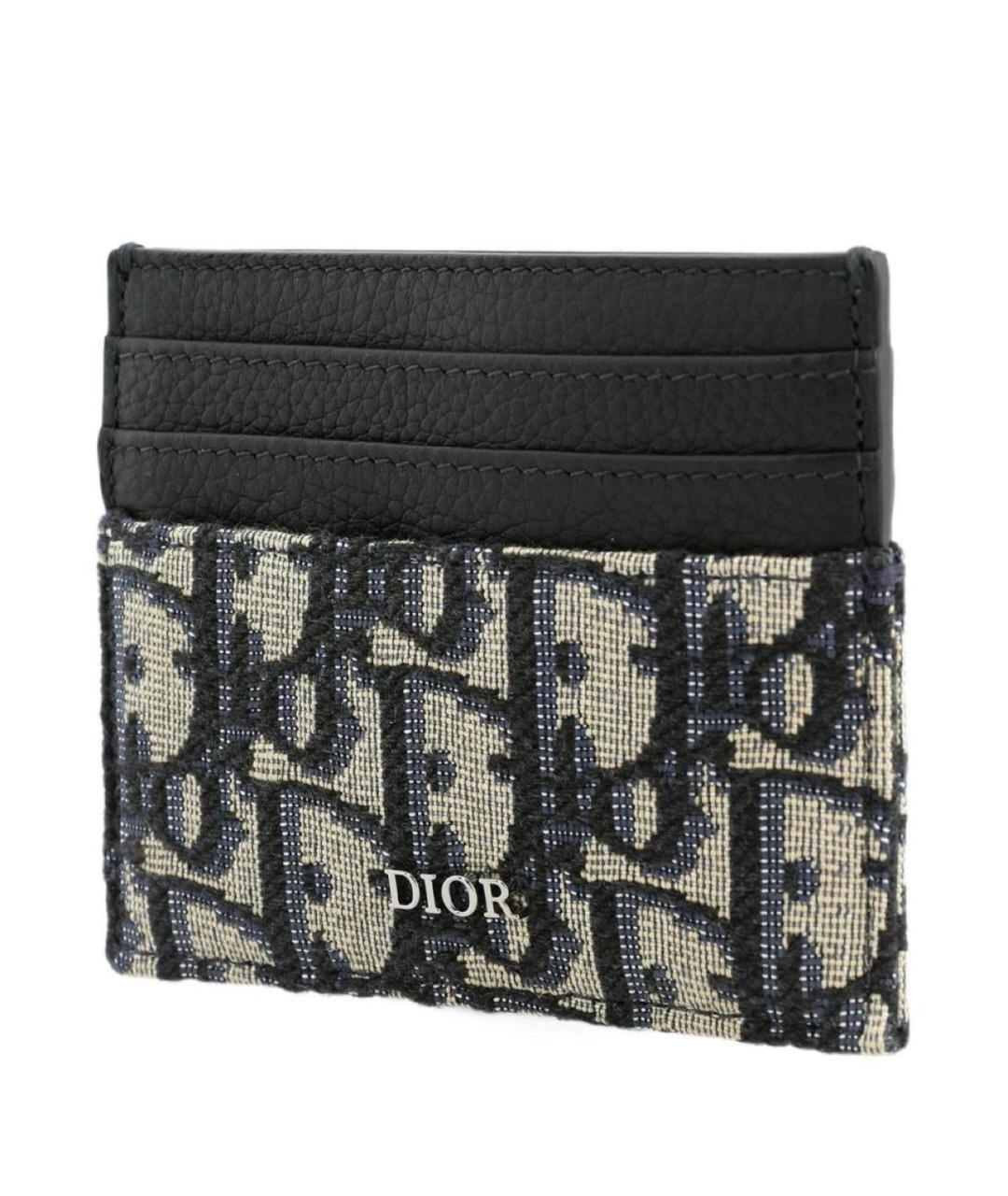 CHRISTIAN DIOR Антрацитовый кожаный кардхолдер, фото 2