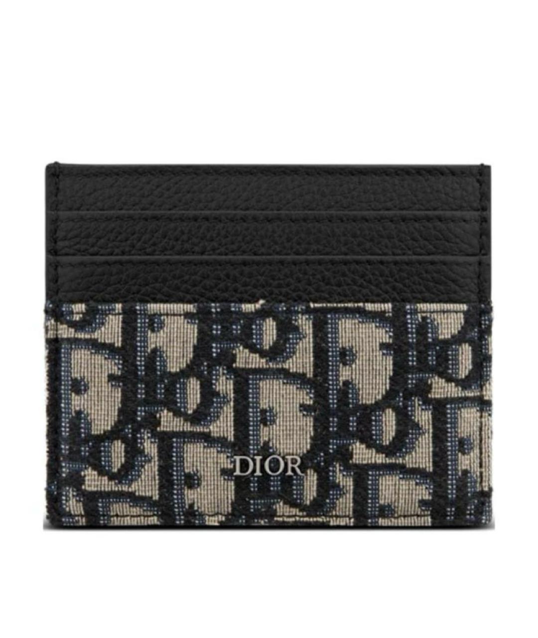 CHRISTIAN DIOR Антрацитовый кожаный кардхолдер, фото 1