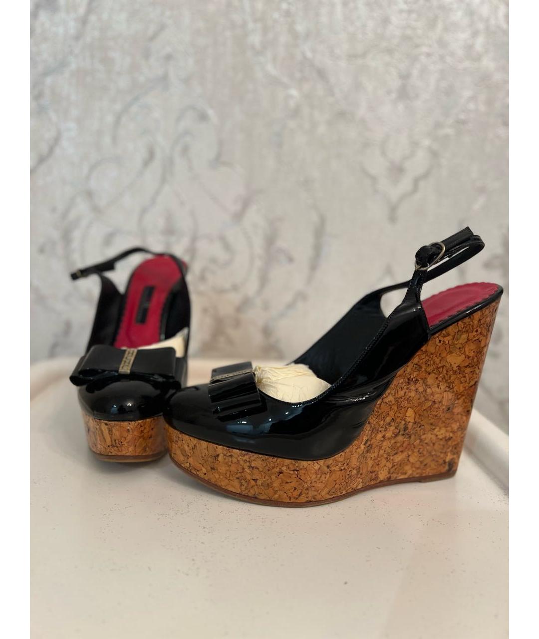 CAROLINA HERRERA Черные босоножки из лакированной кожи, фото 6