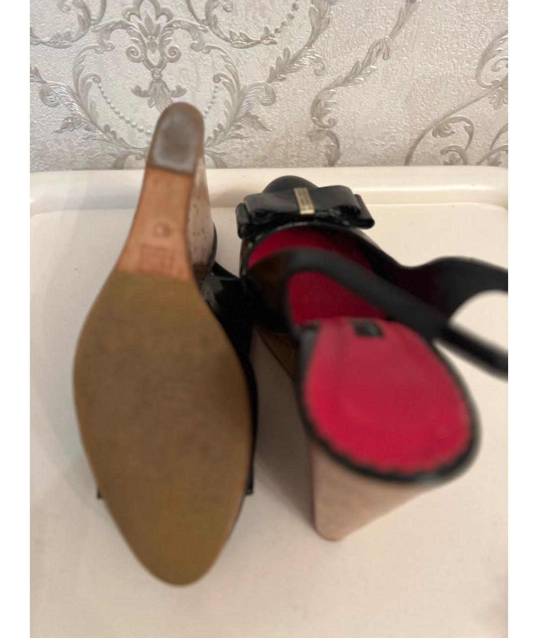 CAROLINA HERRERA Черные босоножки из лакированной кожи, фото 4