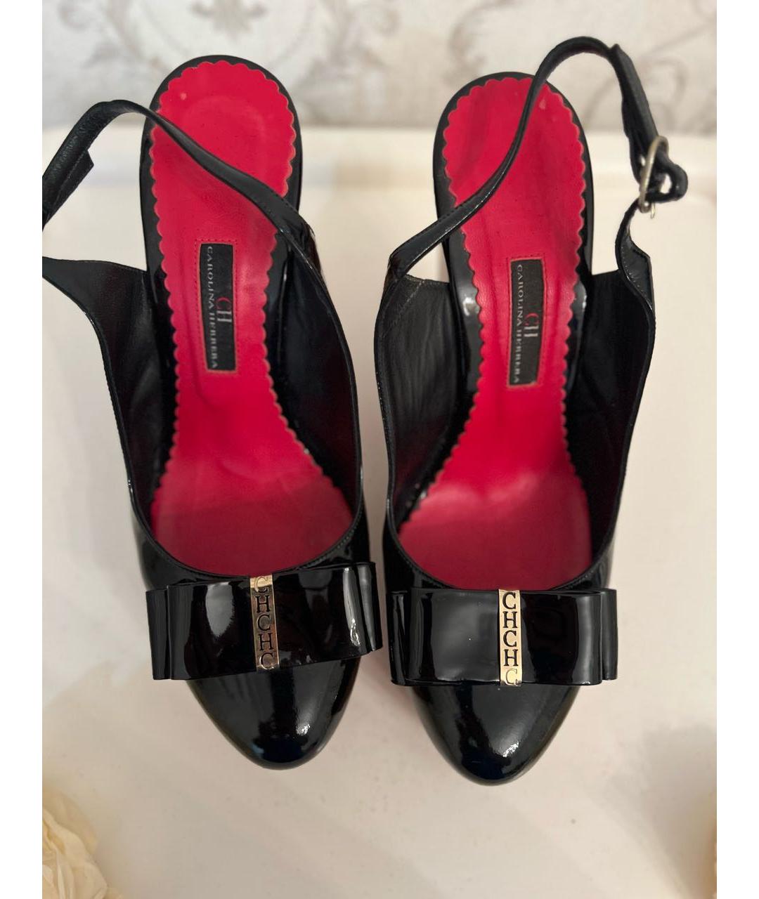 CAROLINA HERRERA Черные босоножки из лакированной кожи, фото 2