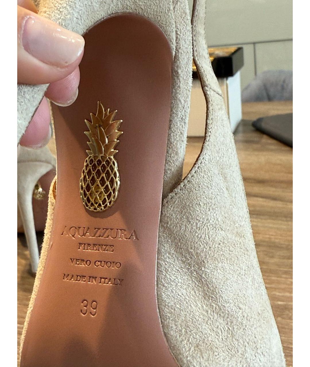 AQUAZZURA Бежевые замшевые туфли, фото 6
