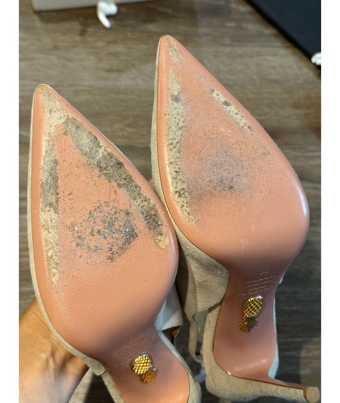 AQUAZZURA Бежевые замшевые туфли, фото 7