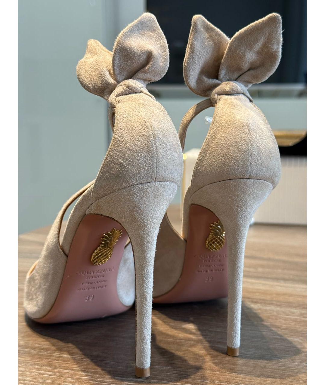 AQUAZZURA Бежевые замшевые туфли, фото 4