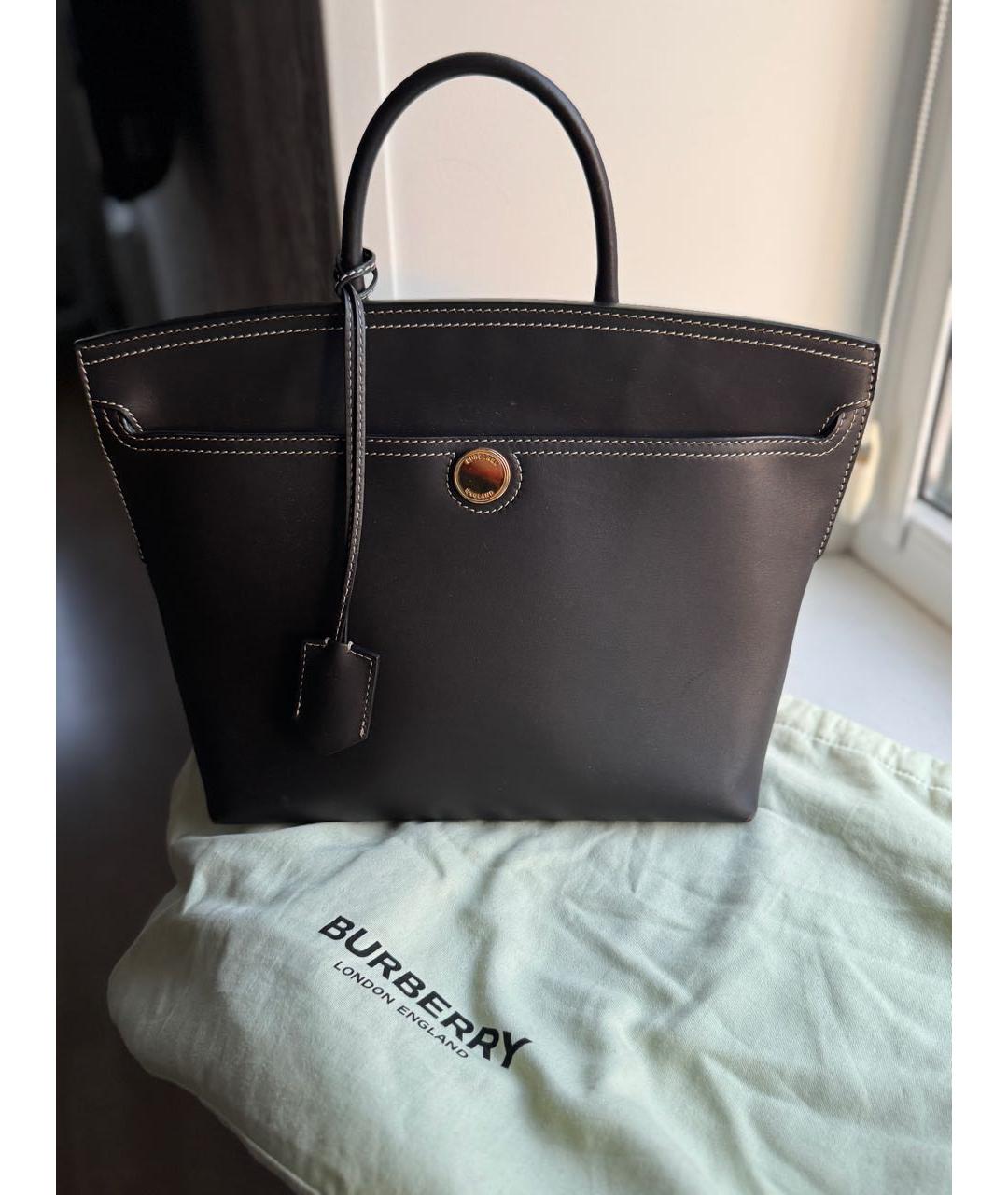 BURBERRY Коричневая кожаная сумка тоут, фото 9