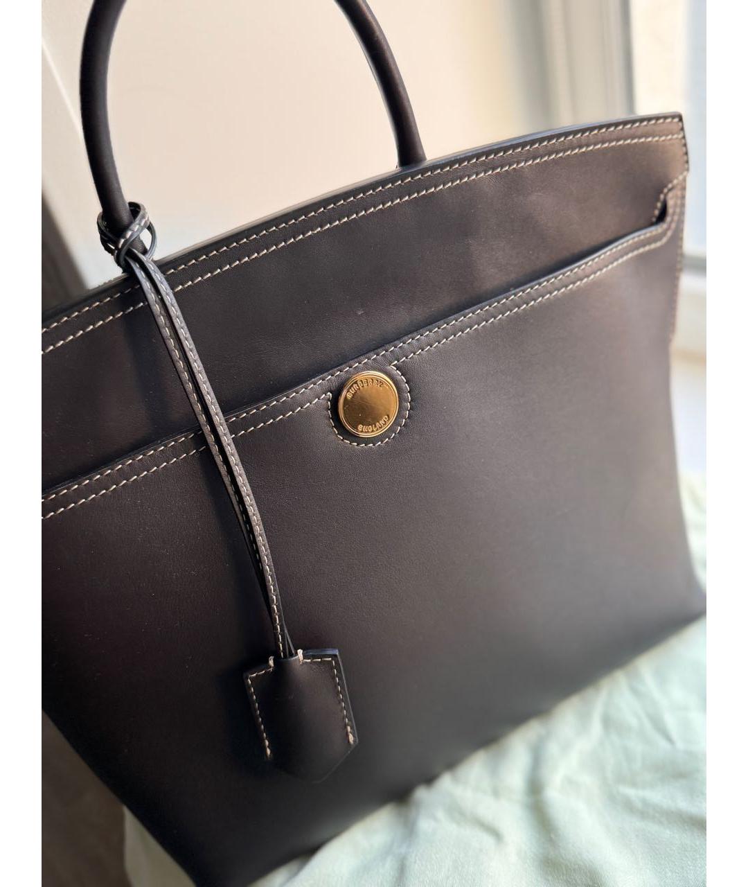 BURBERRY Коричневая кожаная сумка тоут, фото 3
