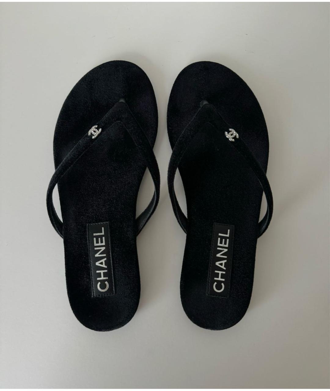 CHANEL Черные шлепанцы, фото 3