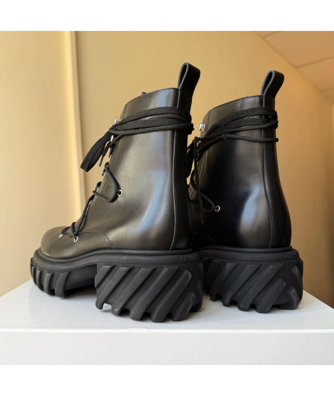 OFF-WHITE Черные кожаные высокие ботинки, фото 4