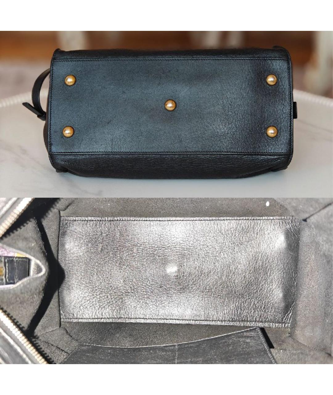 SAINT LAURENT Черная кожаная сумка с короткими ручками, фото 6