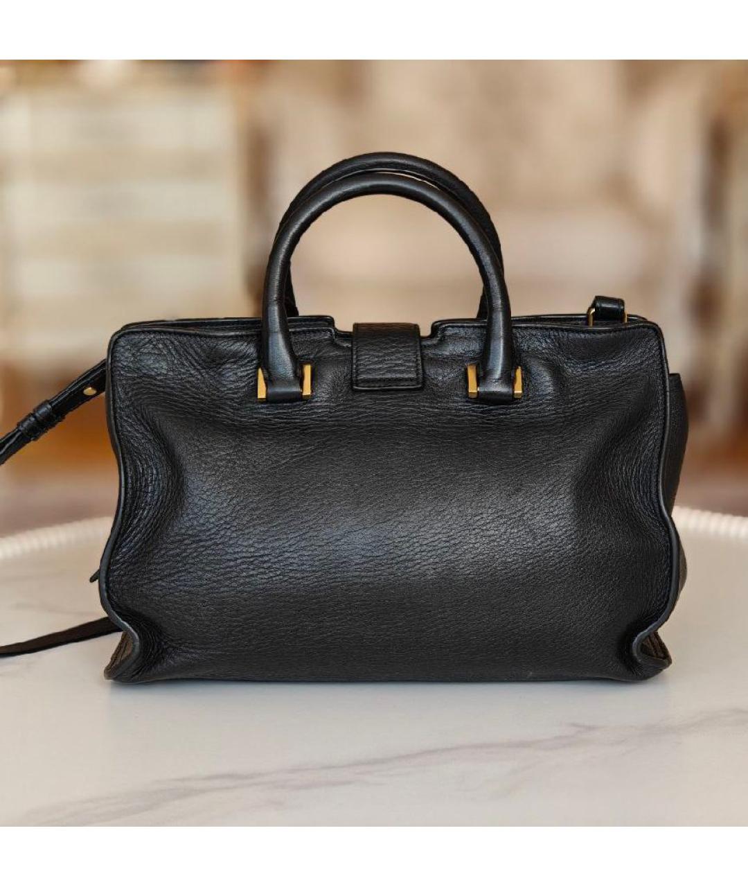 SAINT LAURENT Черная кожаная сумка с короткими ручками, фото 3