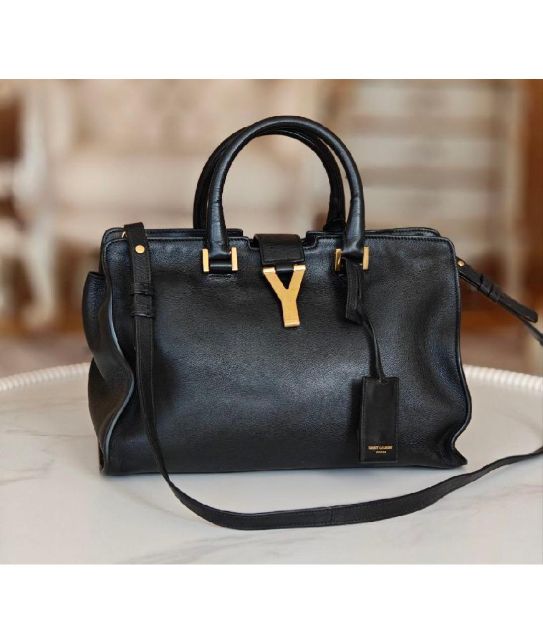 SAINT LAURENT Черная кожаная сумка с короткими ручками, фото 2