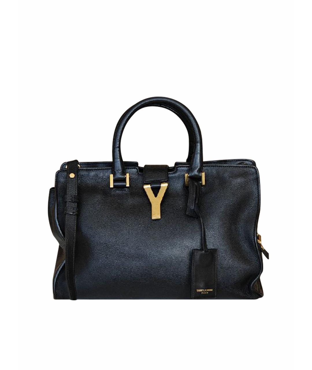 SAINT LAURENT Черная кожаная сумка с короткими ручками, фото 1